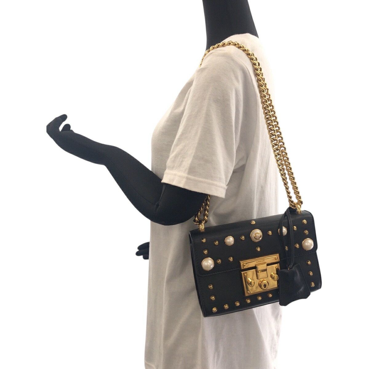 Gucci Gucci Gucci Studs Pearl Leather Chain Shoulder Bag Leather Shoulder Bag 432182 DUTY FREE for USA Size ONE SIZE - 7 Thumbnail