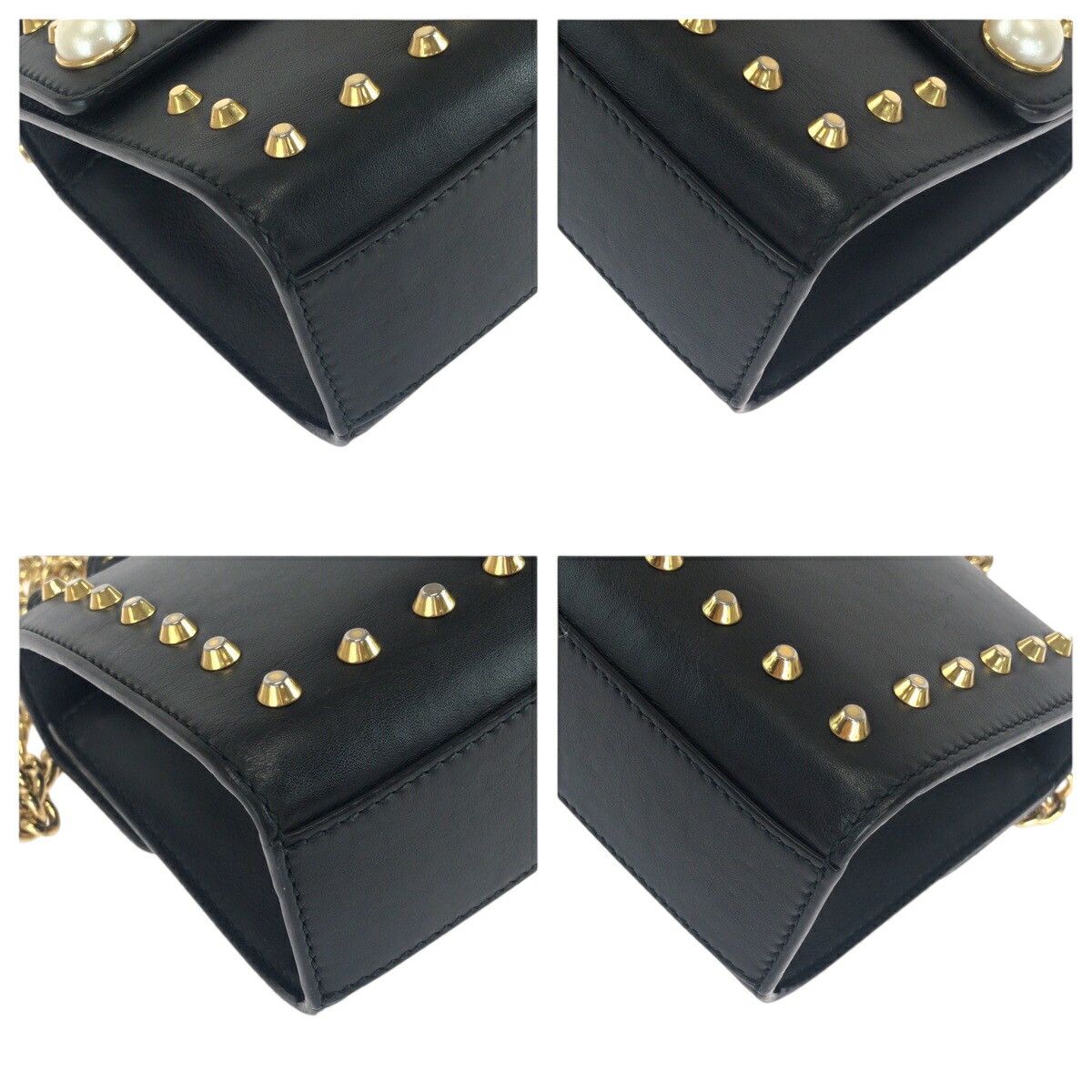 Gucci Gucci Gucci Studs Pearl Leather Chain Shoulder Bag Leather Shoulder Bag 432182 DUTY FREE for USA Size ONE SIZE - 3 Thumbnail