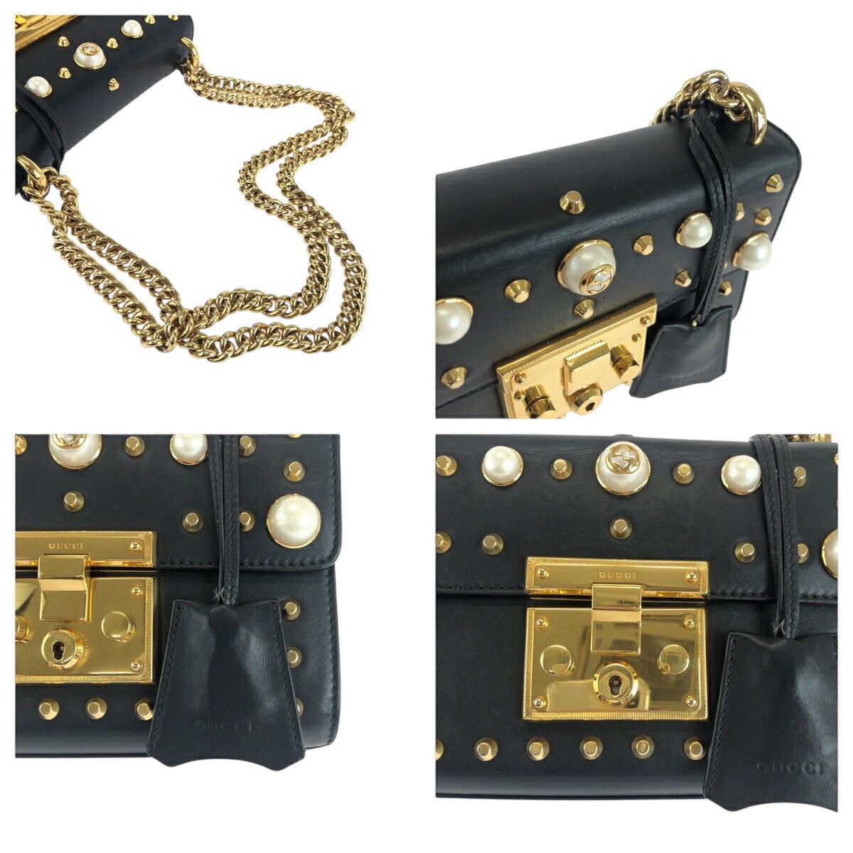 Gucci Gucci Gucci Studs Pearl Leather Chain Shoulder Bag Leather Shoulder Bag 432182 DUTY FREE for USA Size ONE SIZE - 5 Thumbnail