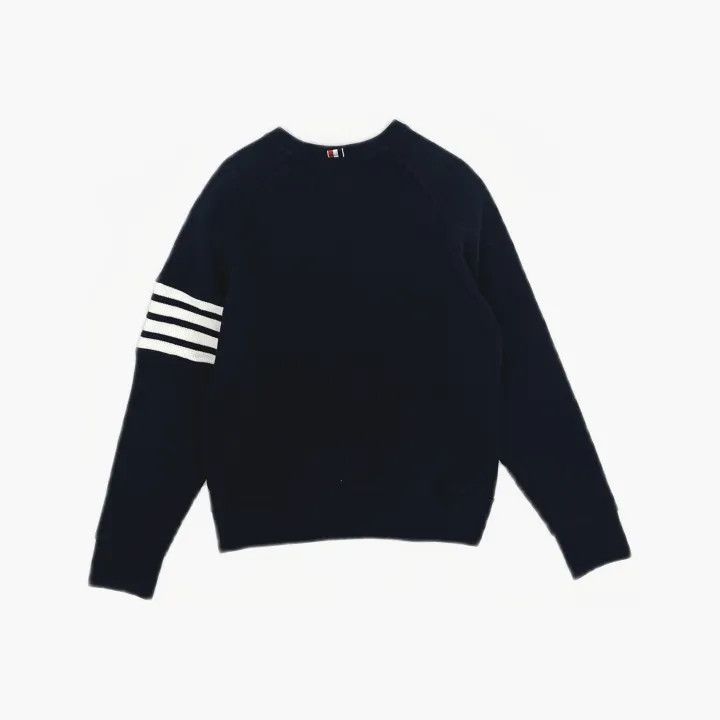 Thom Browne Thom Browne Navy Crewneck Sweatshirt with Stripes 0079 Size US M / EU 48-50 / 2 - 3 Thumbnail