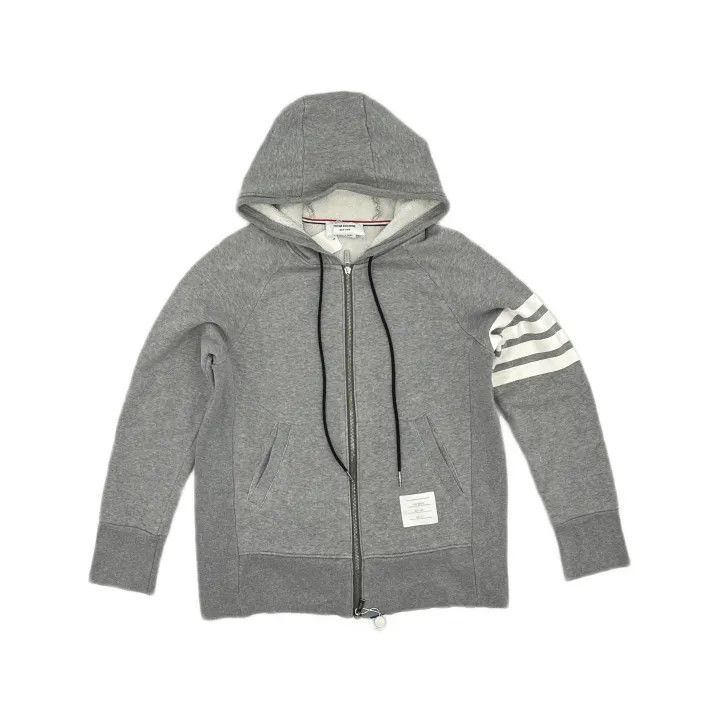 Thom Browne Thom Browne Classic Zip-Up Hoodie in Gray 0079 Size US M / EU 48-50 / 2 - 2 Thumbnail