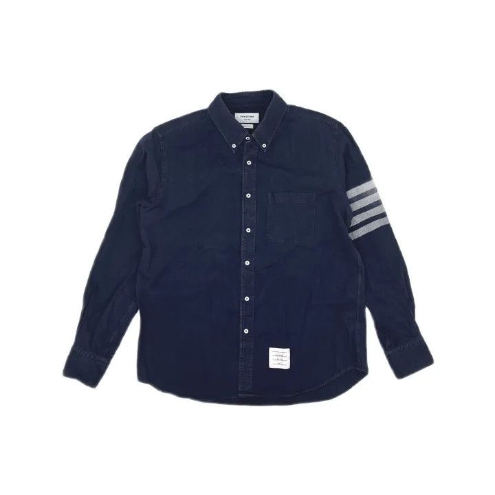 Thom Browne Thom Browne Classic Navy Long Sleeve Shirt 0079 Size US M / EU 48-50 / 2 - 2 Thumbnail