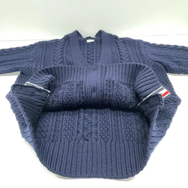 Thom Browne Thom Browne Navy Wool V-Neck Cardigan 0079 Size US M / EU 48-50 / 2 - 8 Thumbnail