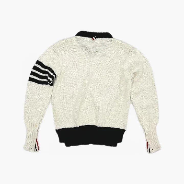 Thom Browne Thom Browne White Striped Knit Sweater for Men 0079 Size US S / EU 44-46 / 1 - 3 Thumbnail
