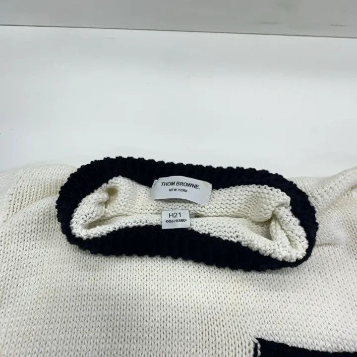 Thom Browne Thom Browne White Striped Knit Sweater for Men 0079 Size US S / EU 44-46 / 1 - 6 Thumbnail