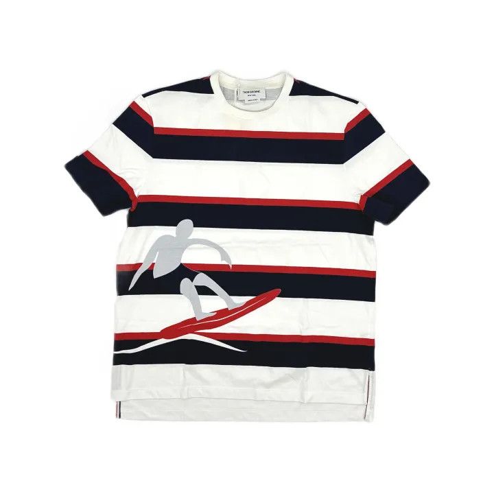 Thom Browne Thom Browne SS21 Striped Cotton T-Shirt 0079 Size US M / EU 48-50 / 2 - 2 Thumbnail