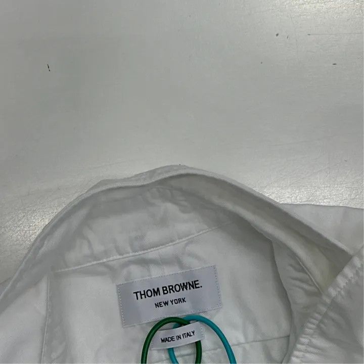 Thom Browne Thom Browne White Striped Long Sleeve Shirt 0079 Size US M / EU 48-50 / 2 - 2 Thumbnail
