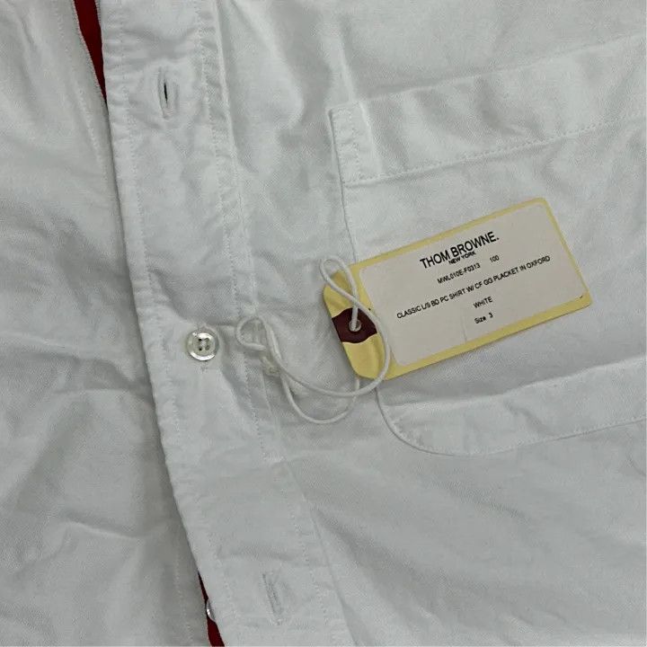 Thom Browne Thom Browne White Striped Long Sleeve Shirt 0079 Size US M / EU 48-50 / 2 - 3 Thumbnail