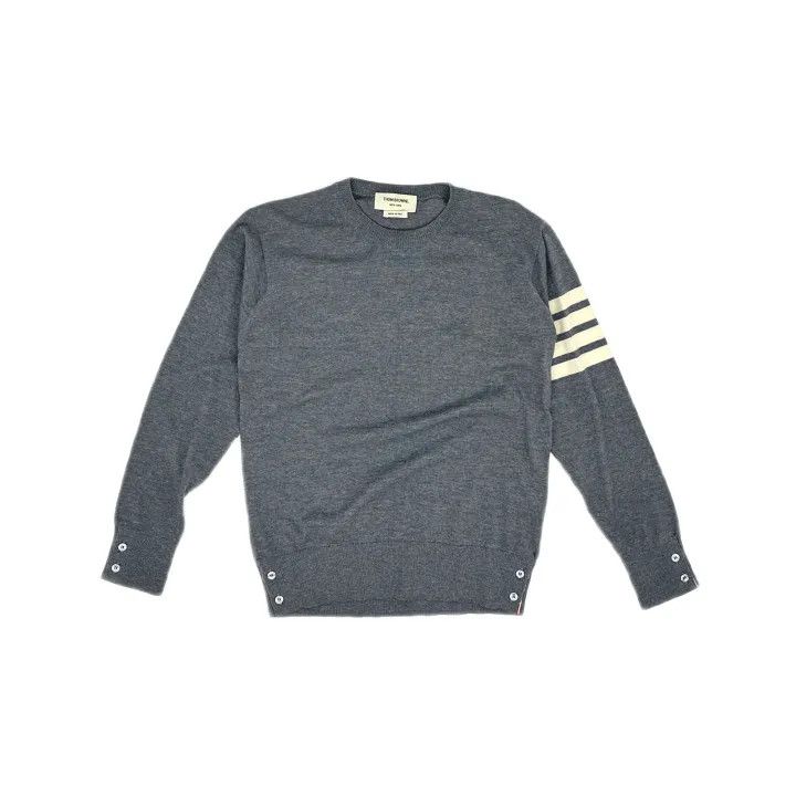 Thom Browne Thom Browne Gray Striped Long Sleeve Sweater 0079 Size US M / EU 48-50 / 2 - 2 Thumbnail