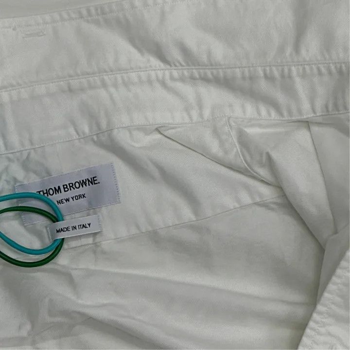 Thom Browne Thom Browne White Striped Long Sleeve Shirt 0079 Size US S / EU 44-46 / 1 - 2 Thumbnail