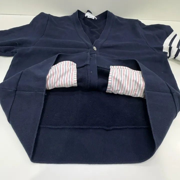 TB Classic Navy Striped V-Neck Knit Sweater 0079