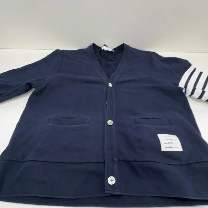 TB Classic Navy Striped V-Neck Knit Sweater 0079