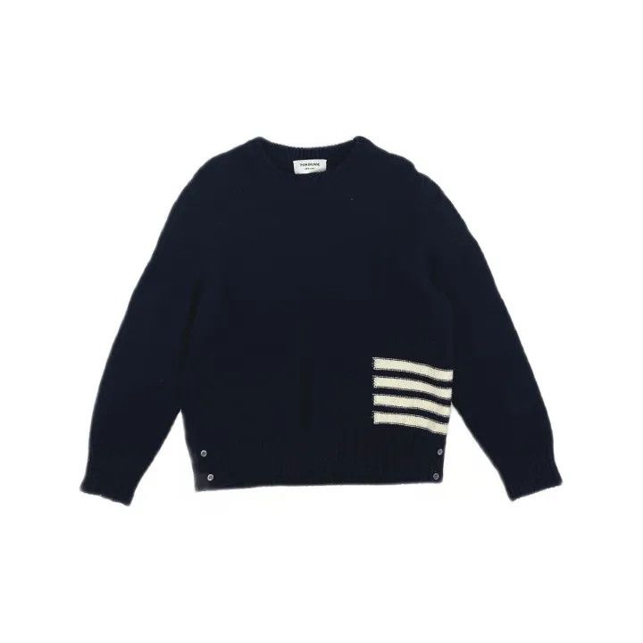 Thom Browne Thom Browne Navy Wool Crewneck Sweater 0079 Size US M / EU 48-50 / 2 - 2 Thumbnail