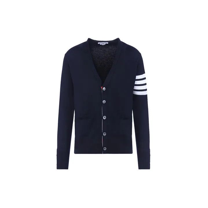 Thom Browne Thom Browne Classic V-Neck Cardigan in Blue 0079 Size US M / EU 48-50 / 2 - 2 Thumbnail