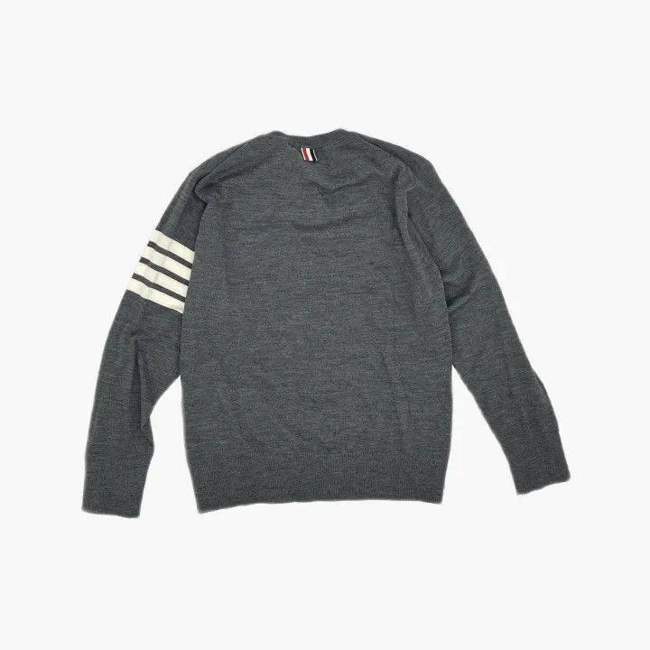 Thom Browne Thom Browne Gray Striped Long Sleeve Sweater 0079 Size US M / EU 48-50 / 2 - 3 Thumbnail
