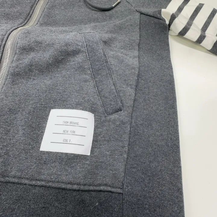 Thom Browne Thom Browne Classic Gray Zippered Hoodie for Men 0079 Size US M / EU 48-50 / 2 - 5 Thumbnail