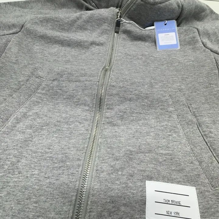 Thom Browne Thom Browne Gray Classic Stripe Zip Hoodie 0079 Size US M / EU 48-50 / 2 - 8 Thumbnail