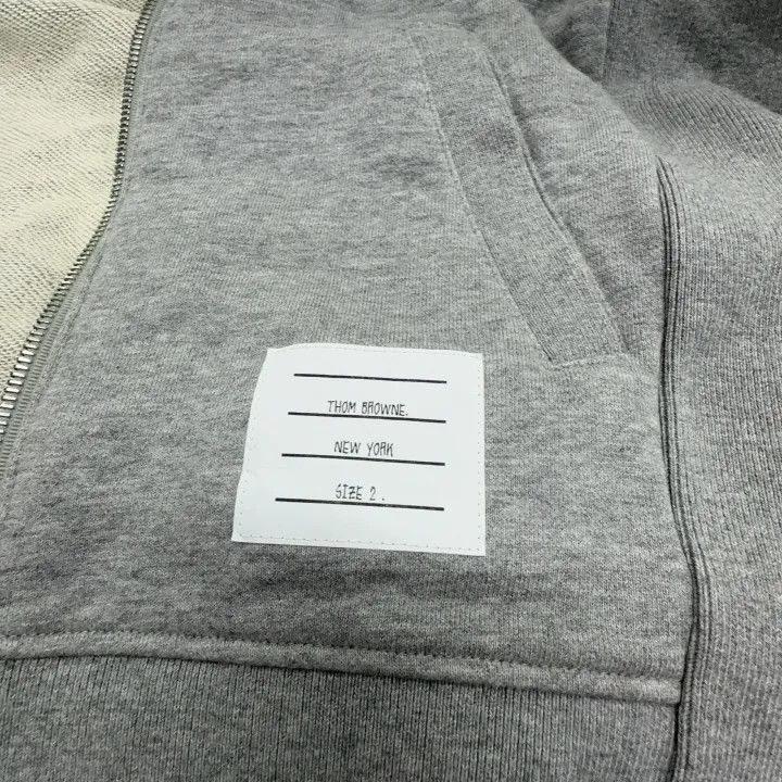Thom Browne Thom Browne Gray Classic Stripe Zip Hoodie 0079 Size US M / EU 48-50 / 2 - 4 Thumbnail