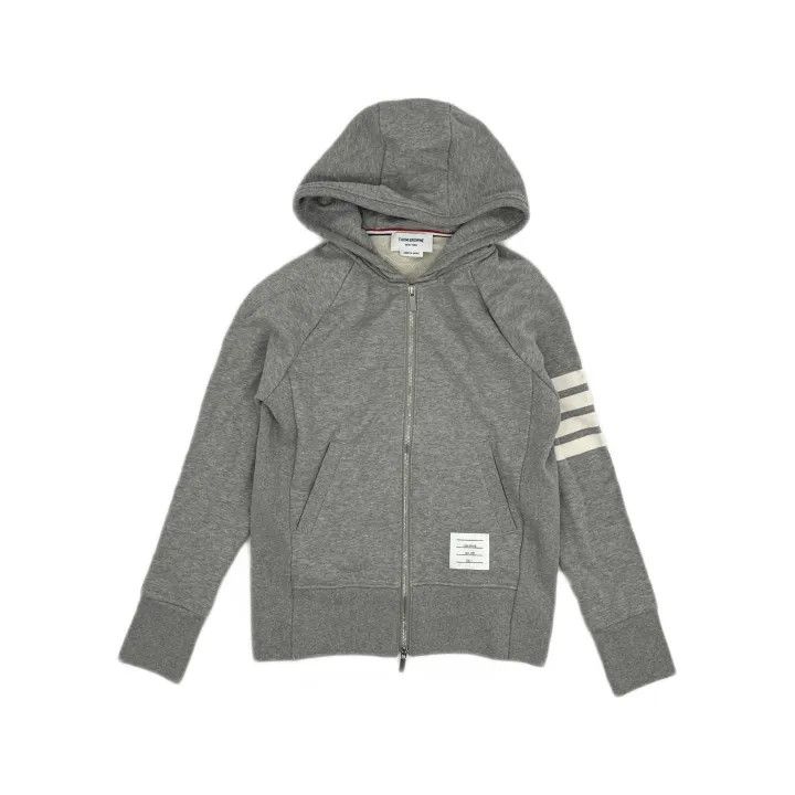 Thom Browne Thom Browne Gray Classic Stripe Zip Hoodie 0079 Size US M / EU 48-50 / 2 - 2 Thumbnail