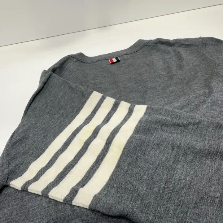Thom Browne Thom Browne Gray Merino Wool V-Neck Cardigan 0079 Size US S / EU 44-46 / 1 - 8 Thumbnail
