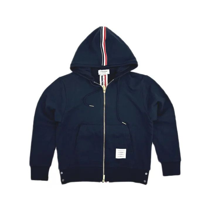 Thom Browne Thom Browne Blue Zip Hoodie with Stripes 0079 Size US XXS / EU 40 - 2 Thumbnail