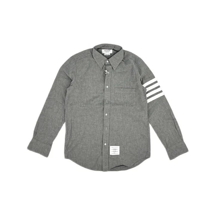 Thom Browne Thom Browne Gray Long Sleeve Shirt for Men 0079 Size US M / EU 48-50 / 2 - 2 Thumbnail