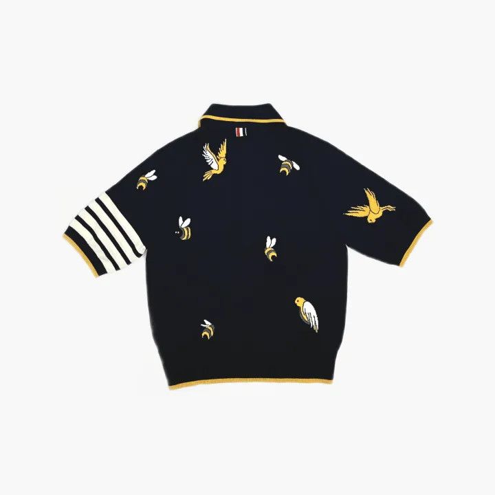 Thom Browne Thom Browne Short Sleeve Bee Embroidered Polo 0079 Size US S / EU 44-46 / 1 - 3 Thumbnail