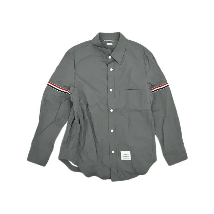 Thom Browne Thom Browne Classic Grey Stripe Long Sleeve Shirt 0079 Size US M / EU 48-50 / 2 - 2 Thumbnail