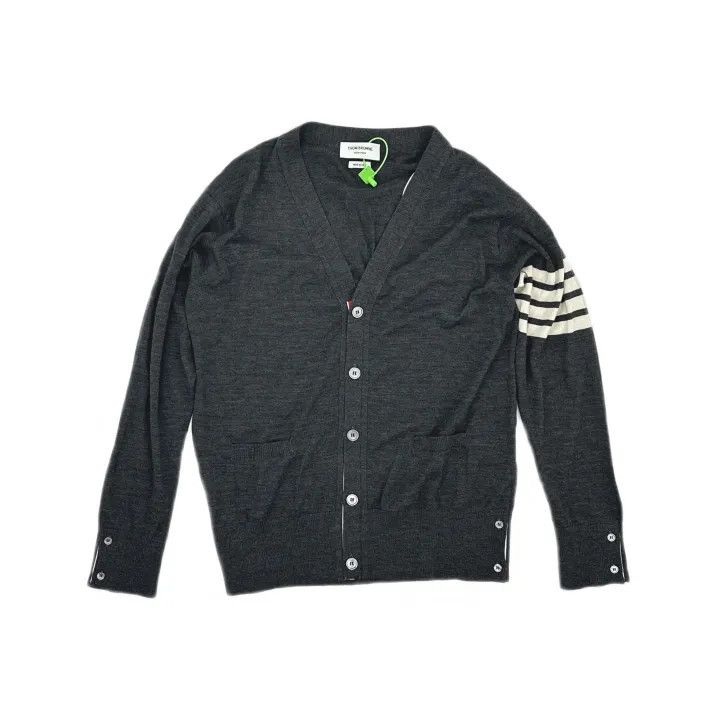 Thom Browne Thom Browne Gray Striped Button Cardigan 0079 Size US XXL / EU 58 / 5 - 2 Thumbnail