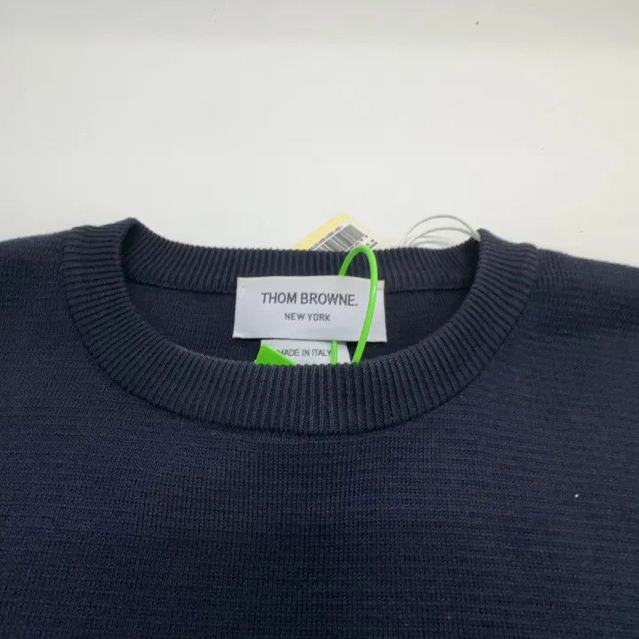 Thom Browne Thom Browne Navy Crew Neck Long Sleeve Sweater 0079 Size US M / EU 48-50 / 2 - 8 Thumbnail