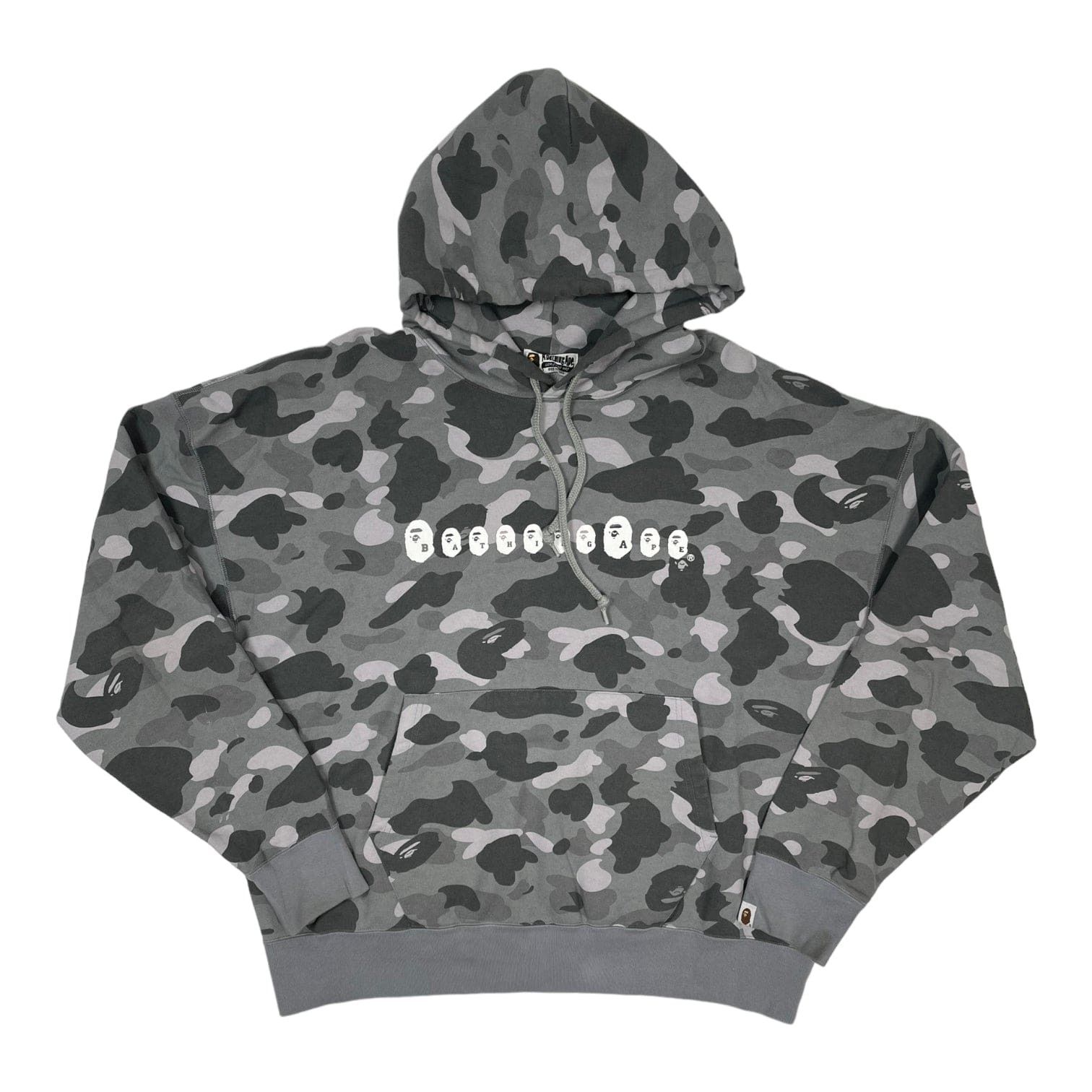 Color Camo Ape Head Hooded Sweatshirt Grey