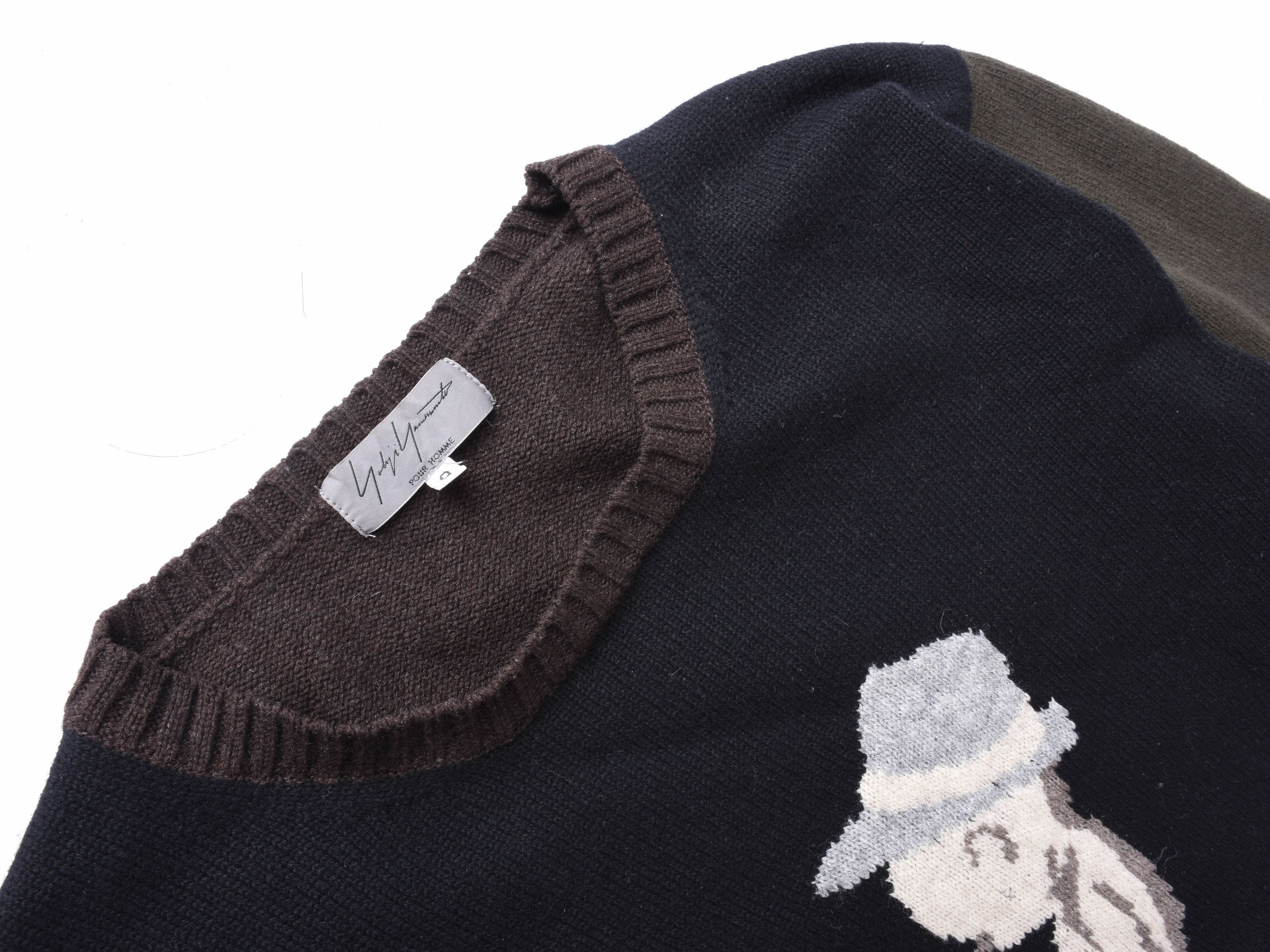 Yohji Yamamoto AW09 Shomben Kozo PENIS Contrast Sleeve Wool Sweater Size US L / EU 52-54 / 3 - 3 Thumbnail
