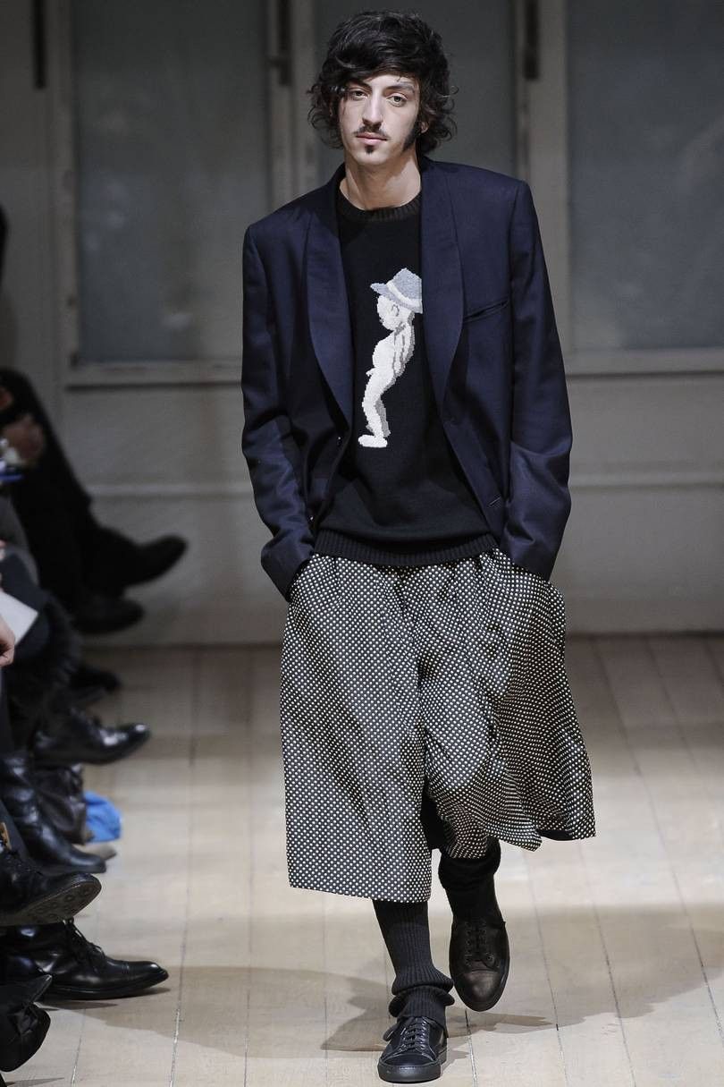 Yohji Yamamoto AW09 Shomben Kozo PENIS Contrast Sleeve Wool Sweater Size US L / EU 52-54 / 3 - 4 Thumbnail