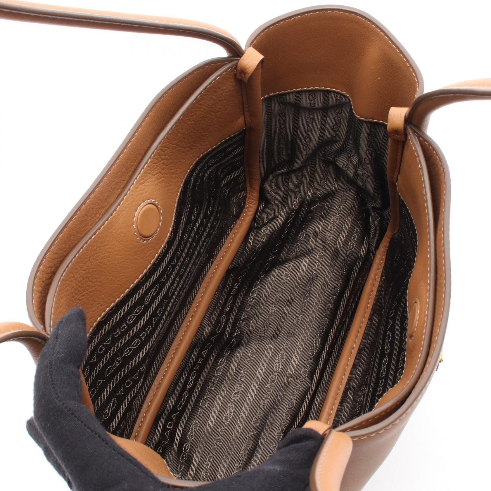 Prada Prada Prada SOFT GRAIN Leather Tote Bag Leather Tote Bag 1BG539 Size ONE SIZE - 3 Thumbnail