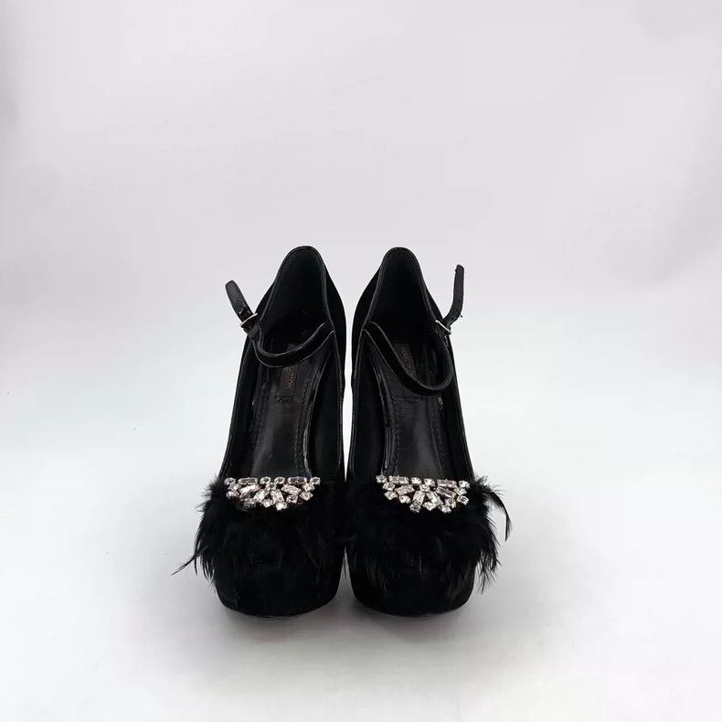 Louis Vuitton black embellished platform high heels-dmc Size US 8 / IT 38 - 3 Thumbnail