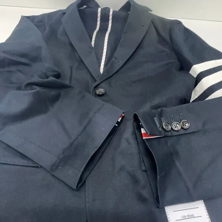 Thom Browne Thom Browne Navy Striped Suit Jacket for Men 0079 Size US M / EU 48-50 / 2 - 10 Thumbnail