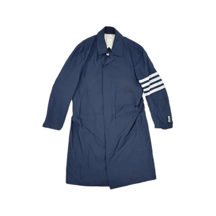 Thom Browne Thom Browne Striped Long Sleeve Overcoat in Blue 0079 Size US S / EU 44-46 / 1 - 2 Thumbnail