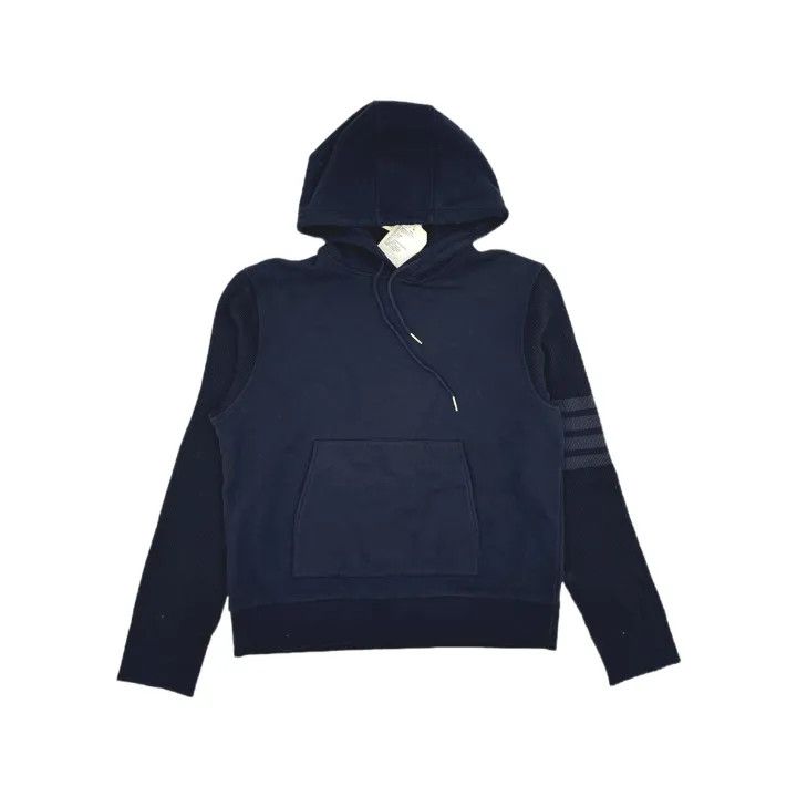 Thom Browne Thom Browne Navy Blue Hoodie with Stripes 0079 Size US S / EU 44-46 / 1 - 2 Thumbnail