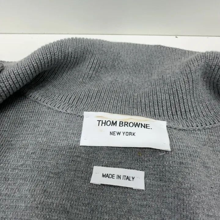 Thom Browne Thom Browne Gray Zip Collar Knit Sweater 0079 Size US S / EU 44-46 / 1 - 5 Thumbnail