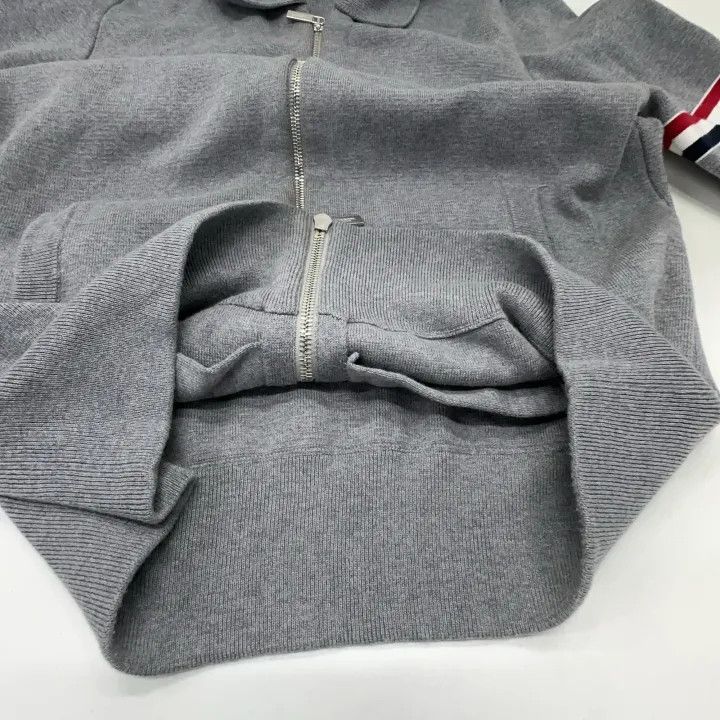 Thom Browne Thom Browne Gray Zip Collar Knit Sweater 0079 Size US S / EU 44-46 / 1 - 7 Thumbnail