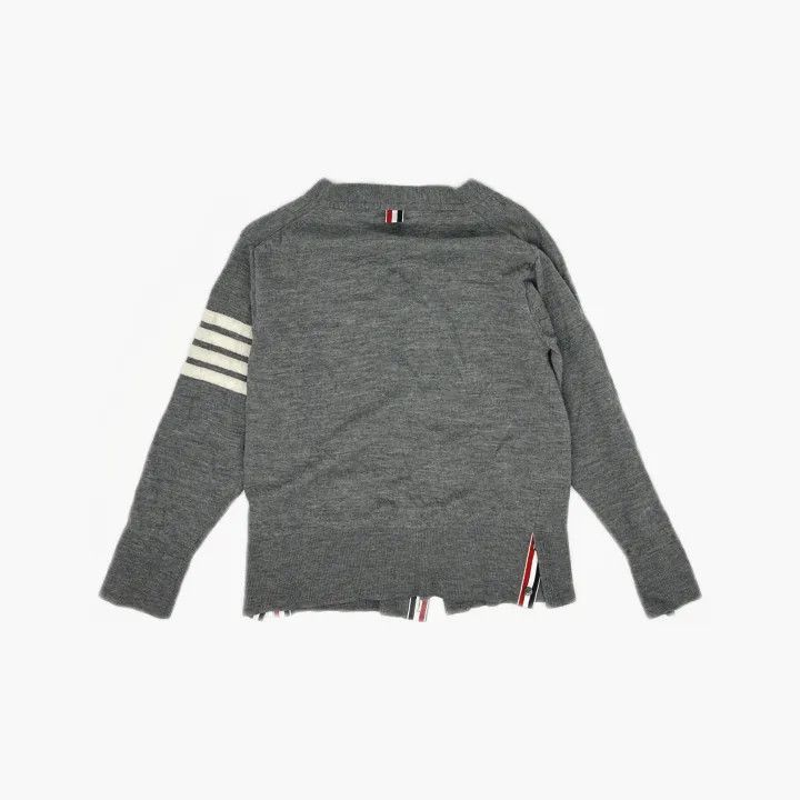 Thom Browne Thom Browne Gray V-Neck Wool Cardigan 0079 Size US L / EU 52-54 / 3 - 3 Thumbnail