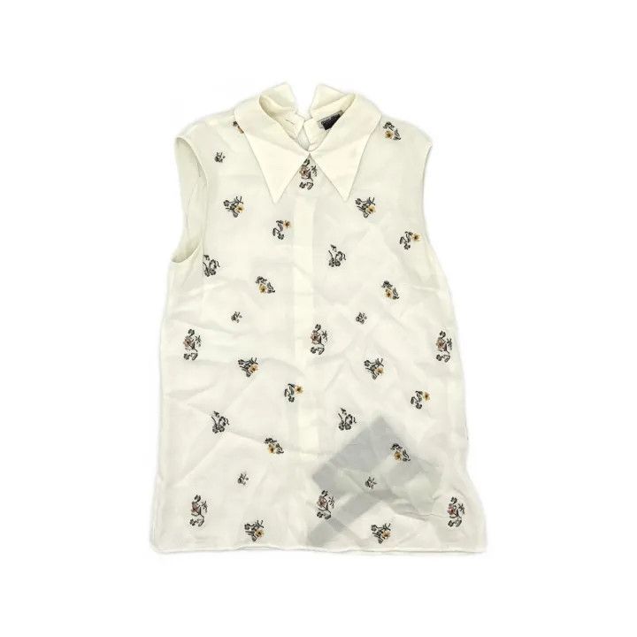 Miu Miu Miu Miu Floral Embroidered Sleeveless Shirt 0079 Size M / US 6-8 / IT 42-44 - 2 Thumbnail