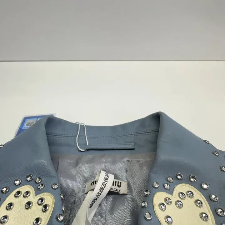 Miu Miu Miu Miu Studded Denim Jacket in Light Blue 0079 Size L / US 10 / IT 46 - 4 Thumbnail