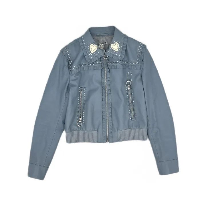 Miu Miu Miu Miu Studded Denim Jacket in Light Blue 0079 Size L / US 10 / IT 46 - 2 Thumbnail