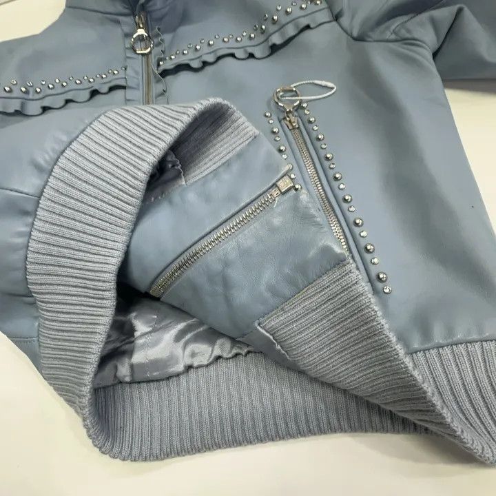 Miu Miu Miu Miu Studded Denim Jacket in Light Blue 0079 Size L / US 10 / IT 46 - 9 Thumbnail