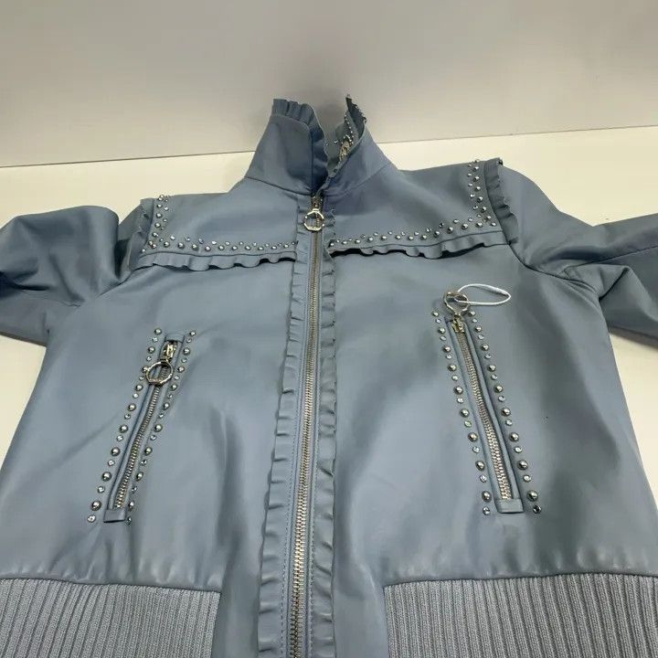 Miu Miu Miu Miu Studded Denim Jacket in Light Blue 0079 Size L / US 10 / IT 46 - 8 Thumbnail