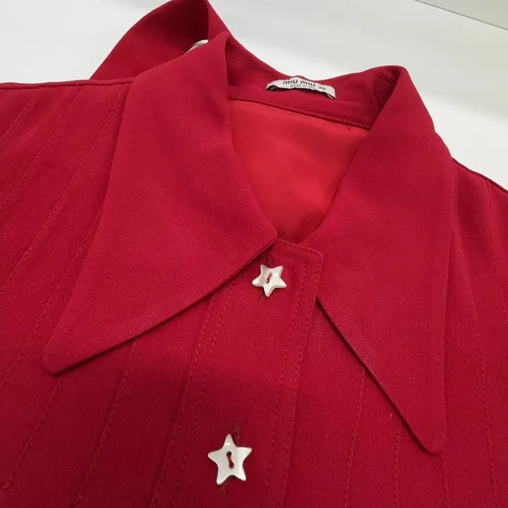 Miu Miu Miu Miu Star Button Dress in Red 0079 Size S / US 4 / IT 40 - 6 Thumbnail
