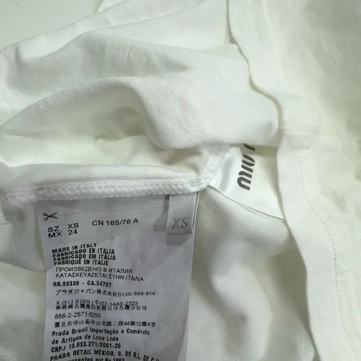Miu Miu Miu Miu Bow Logo Cotton T-Shirt White 0079 Size XS / US 0-2 / IT 36-38 - 5 Thumbnail