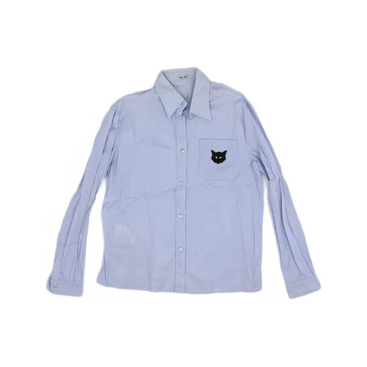 Miu Miu Miu Miu Classic Casual Logo Collared Shirt 0079 Size L / US 10 / IT 46 - 2 Thumbnail