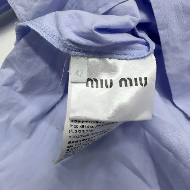 Miu Miu Miu Miu Classic Casual Logo Collared Shirt 0079 Size L / US 10 / IT 46 - 4 Thumbnail